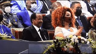 Cameroon President Paul Biya and 1st lady Chantal Vigouroux ​ at AFCON 2022 closing ceremony [upl. by Aerdnas]