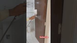 Deco Wood polish with spray gun woodpolishhousepainting viralvideotrendingshorts youtubeshorts [upl. by Neram]