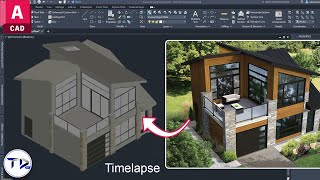 Modern Home Design in AutoCAD Architecture 2024 timelapse [upl. by Athalia]