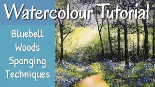 How To Paint A Bluebell Woods Watercolour Landscape Tutorial [upl. by Drofxer]