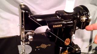 How to Wind Bobbin and Thread Bobbin Case for Vintage Singer Featherweight 221 Sewing Machine [upl. by Yemar]