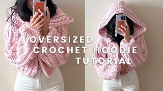 an oversized crochet hoodie sweater tutorial [upl. by Anha]