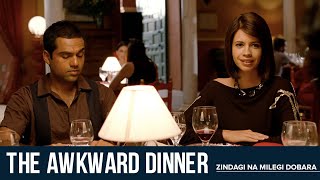 The Awkward Dinner ZNMD  Hrithik Roshan Abhay Deol Farhan Akhtar Katrina Kaif Kalki Koechlin [upl. by Yelnikcm]