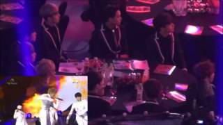 140213 EXO REACTION TO BAP ONE SHOT gaon charts awards [upl. by Zoellick309]