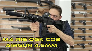 Rifle Airgun QGK M4 RIS Co2 45mm Full Metal NBB [upl. by Goles]