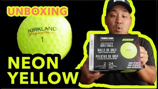 UNBOXING NEW KIRKLAND NEON YELLOW GOLF BALLS golf golfswing golfing unboxing review best [upl. by Ozan]