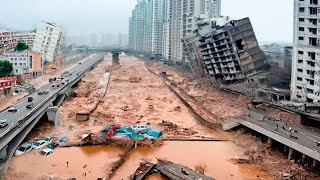 Massive destruction in China and Vietnam Flow of water collapse bridges Super Typhoon Yagi [upl. by Aramoj653]