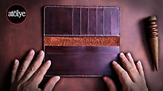 handmade leather wallet  best leather wallet  leather craft  DIY  ASMR [upl. by Annavoj845]