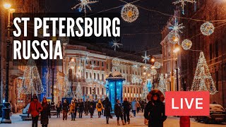 ST PETERSBURG Christmas Lights of The Northern Capital of Russia LIVE [upl. by Nera]