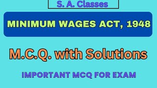 MCQ on Minimum Wages Act 1948  MCQ  Multiple Choice Questions  MCQ in Hindi  mcq with solution [upl. by Tychon]