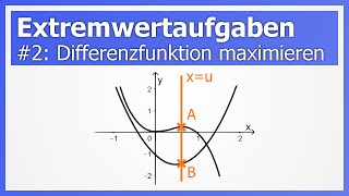 Extremwertaufgaben 2 Beispiel für yAbstand maximieren feat Differenzfunktion  How to Mathe [upl. by Tybald710]