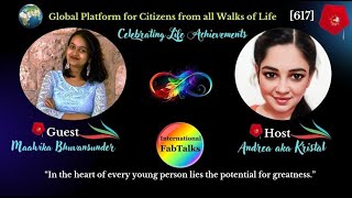 INTERNATIONAL FABTALKS WITH MAALVIKA BHUVANSUNDER awareness talkshow podcast crohnswarrior [upl. by Atteuqcaj]