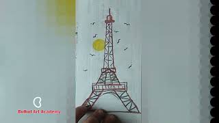 Easy Eiffel tower drawing How to Draw Eiffel Tower [upl. by Aratnahs353]