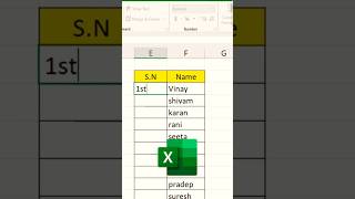 Write 1st 2nd 3rd Serial Number In Excel😲🔥excel msexcel shorts [upl. by Alexandria]