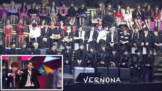 MAMA 2018  SEVENTEEN TWICE WANNA ONE IZONE GOT7 Reaction To 방탄소년단 BTS  quotIDOLquot in Hong Kong [upl. by Akina]