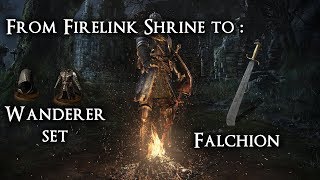 Wanderer Set and Falchion Location From Firelink Shrine  DS Remastered [upl. by Enajyram453]