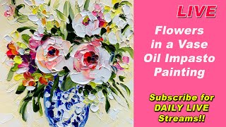 Flowers in Vase Oil Impasto Painting Step by Step [upl. by Ardnaed]