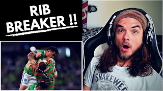 Average AMERICAN REACTS To Rugby NRL Biggest Hits Of All Time [upl. by Akenna]