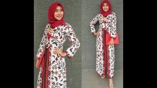 LAGI TREND Model Gamis Batik Modern Terbaru Cantik Dan Mewah [upl. by Rebhun]