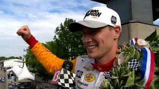 2023 Indy 500 Winner Josef Newgarden discusses the nailbiting finish [upl. by Gnahc]