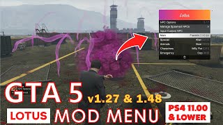 GTA 5 Lotus Mod Menu On PS4 1100 And Below  GTA 5 v127 and 148 [upl. by Ahsotan42]