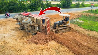 Incredible One side overturned car Was saved By Bulldozer Mini Succeeded [upl. by Keraj]