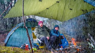 CAMPING in a RAINSTORM  Forced to seek SHELTER  Heavy Rain [upl. by Meryl]