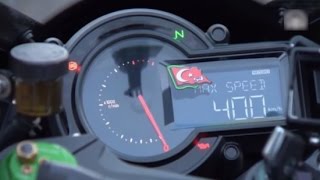 KAWASAKI H2R MAXIMA VELOCIDAD RECORD 0400kmh 26 segundos HD Top Speed [upl. by Hoffert]