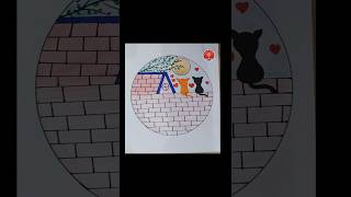 How to draw a cute cat with sunlight scenery new drawing viralvideo short [upl. by Eeliram]