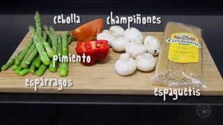 RECETA ESPAGUETIS CON ESPÁRRAGOS Y CHAMPIÑONES [upl. by Katie]