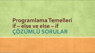 Programlama temelleri if else if ve switch ile ilgili çözümlü sorular [upl. by Yert206]