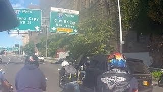 Watch Biker gang chases beats SUV driver in NYC [upl. by Anivas]