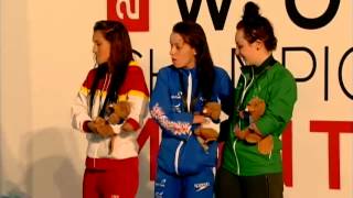 Swimming  womens 100m butterfly S9 medal ceremony  2013 IPC Swimming World Championships Montreal [upl. by Jesselyn610]