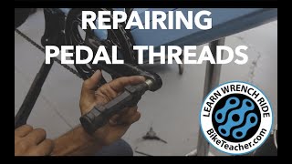 How to repair stripped pedal threads on the crank arm with Unior bushing and a pedal tap [upl. by Weeks]