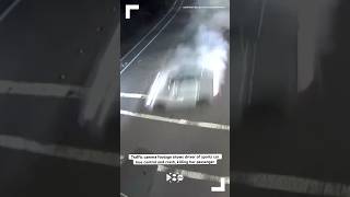 Traffic camera footage shows driver of sports car lose control and crash killing her passenger [upl. by Nylirac]