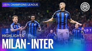 MILAN 02 INTER  HIGHLIGHTS  UEFA CHAMPIONS LEAGUE 2223 ⚽⚫🔵🇮🇹 [upl. by Fatsug39]