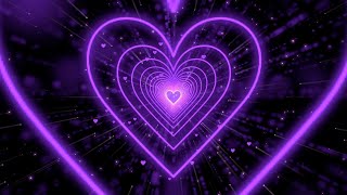 Heart Tunnel💜Purple Heart Background  Neon Heart Background Video  Wallpaper Heart 10 Hours [upl. by Nonnahsal]