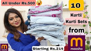 🌻10 Meesho KurtiKurta Set Haul UnderRs500😀Kurti Sets starts Rs214DailywearOfficewearMeesho [upl. by Cataldo]