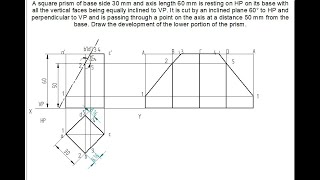 Development of lateral surfaces of solids Problem 1 Engineering Graphics Engineering Visualization [upl. by Leachim806]