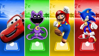 Cars  Mcqueen vs CatNap vs The Super Mario Bros vs Sonic Prime in Tiles Hop EDM Rush🎶 [upl. by Loriner345]