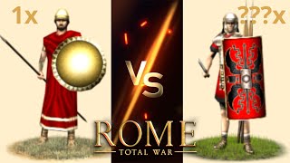 How Many Legionary Cohorts Are Needed to Beat 1 Spartan Hoplites If They Go 1 by 1 in OG Rome TW [upl. by Essy184]