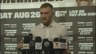 Mayweather vs McGregor Conor McGregor Media Day Scrum [upl. by Anileve]