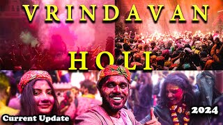 Vrindavan Holi  वृन्दावन बांके बिहारी में मची होली की धूम  Vrindavan Holi 2024  Braj Ki Holi [upl. by Noyr]