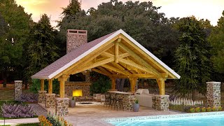 Outdoor Living  Timber Frame Scissor Pavilion 22x29 Double King Post [upl. by Sidell26]