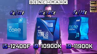 Intel i9 10900k vs i9 11900K vs i5 12400F  Benchmark  Test in 7 Games [upl. by Hgalehs596]