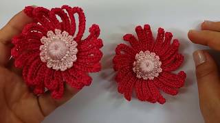 Flor de Crochet com Perolas [upl. by Hurless]