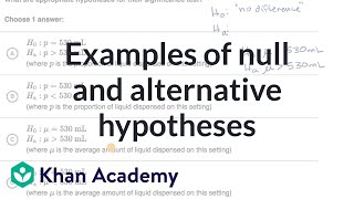 Examples of null and alternative hypotheses  AP Statistics  Khan Academy [upl. by Alaj]