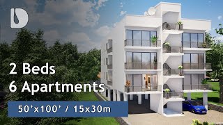 6 Apartments with 2 Bedrooms House Tour on 50X100 Plot  DPROdesign [upl. by Herodias]