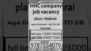 Madurai Job Vacancy 👨🏻‍💻📱👨🏻‍💻 MNC company job Vacancy👨🏻‍💻maduraijobvacancyjobearingsfulltimejob [upl. by Oakman]