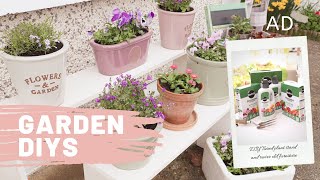 DIY Tiered Flower Table Using Scrap Wood Garden DIY With MiracleGro [upl. by Adlihtam86]